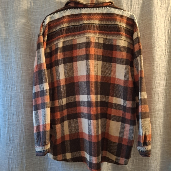 BKE Orange Brown Plaid Button Down Shacket-Size S - Picture 7 of 7